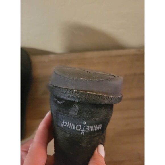 Minnetonka Boots 86520 Womens Size 8 Black Knitted Suede Sherpa Lined Comfy - Picture 8 of 9